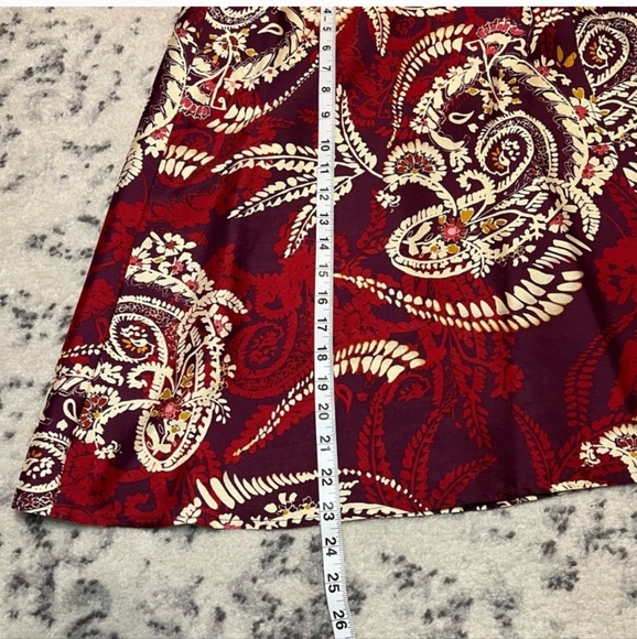 Talbots Maroon Printed Bohemian Wrap Skirt, size 2P, Women’s - Picture 4 of 6